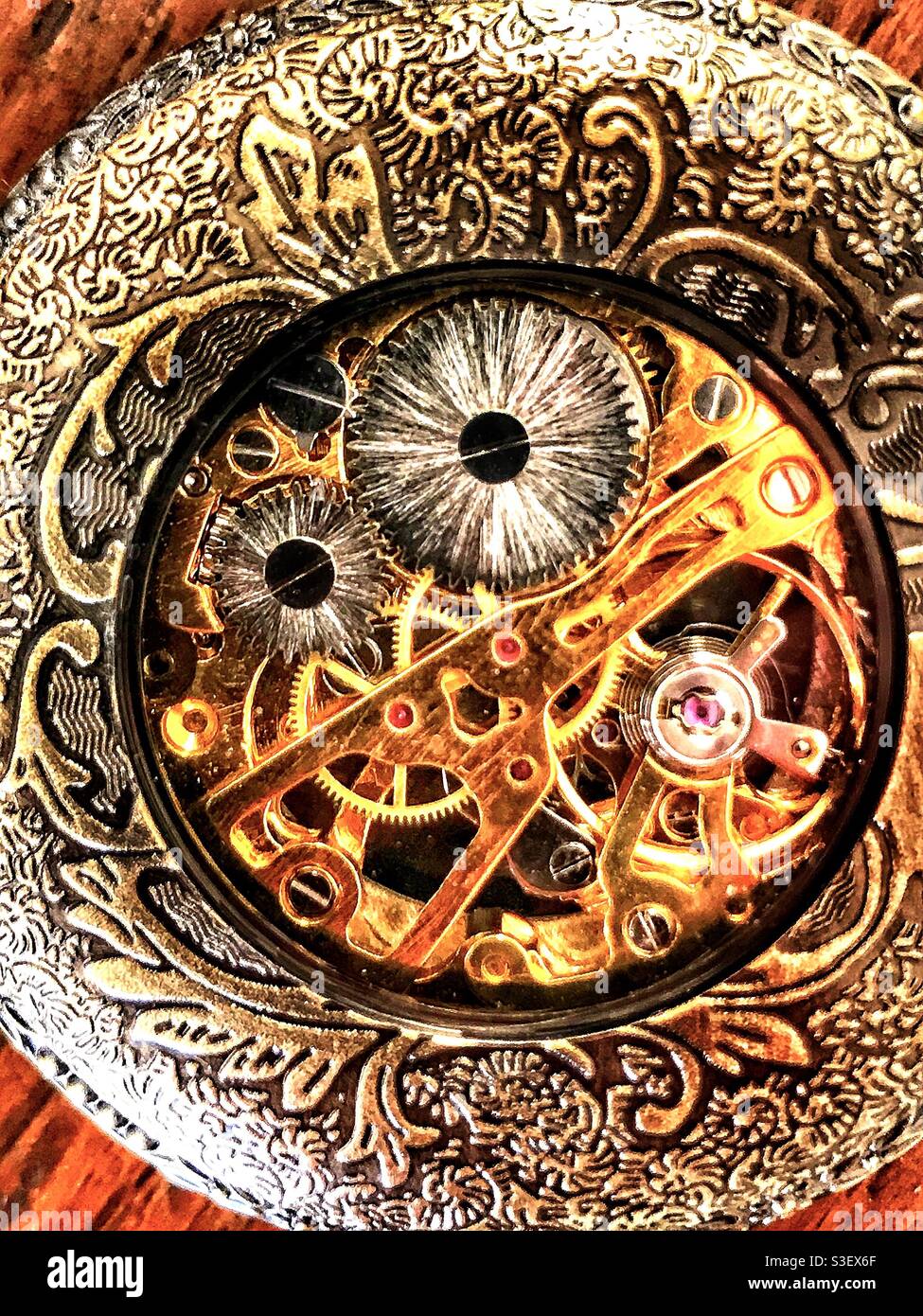 Pocket watch movement Stock Photo Alamy