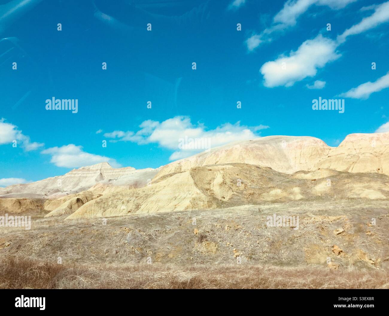 Yellow Mounds, Badlands National Park, South Dakota. - Smartphone Captured Stock Image