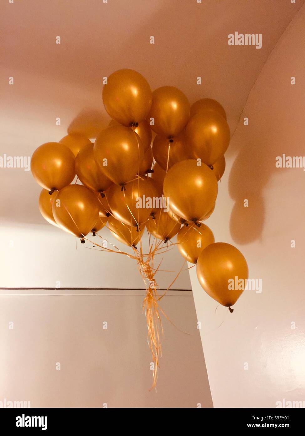 Bunch of golden balloons Stock Photo Alamy