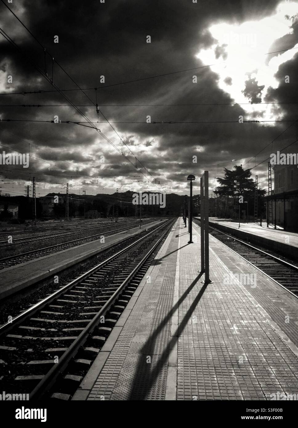 Railway station, Catalonia, Spain. Stock Photo