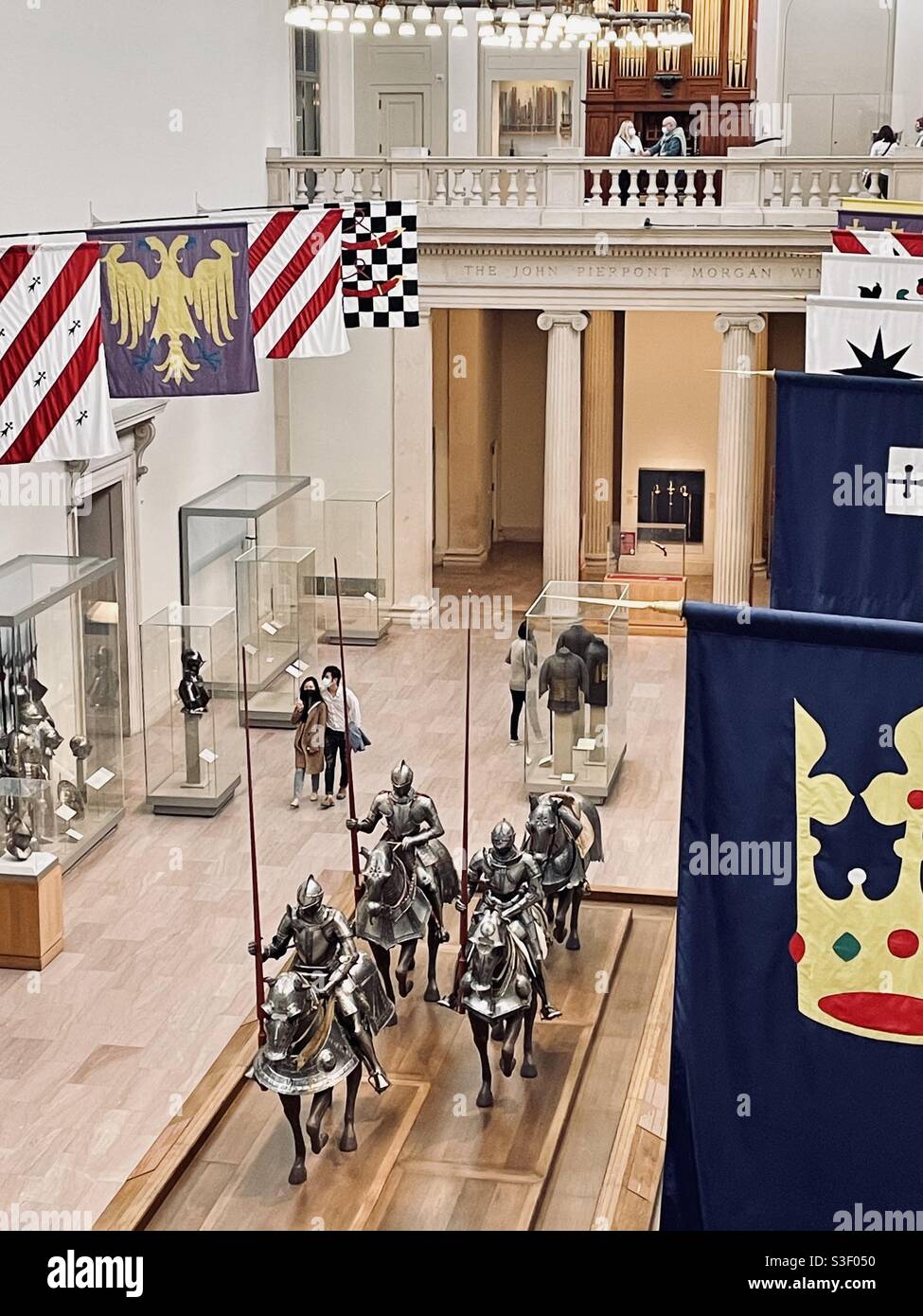 The medieval arms and armor hall in the Metropolitan Museum of Art, NYC