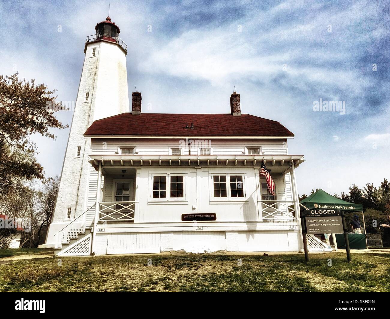 Sandy Hook lighthouse. New Jersey. Stock Photo