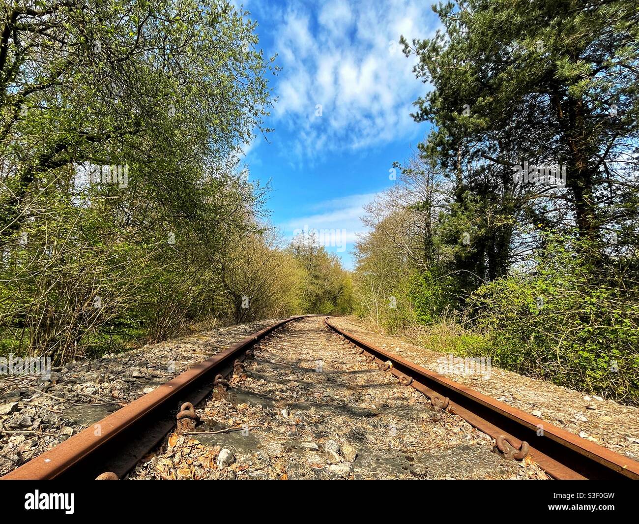 Railway track on a rural branch line Stock Photo