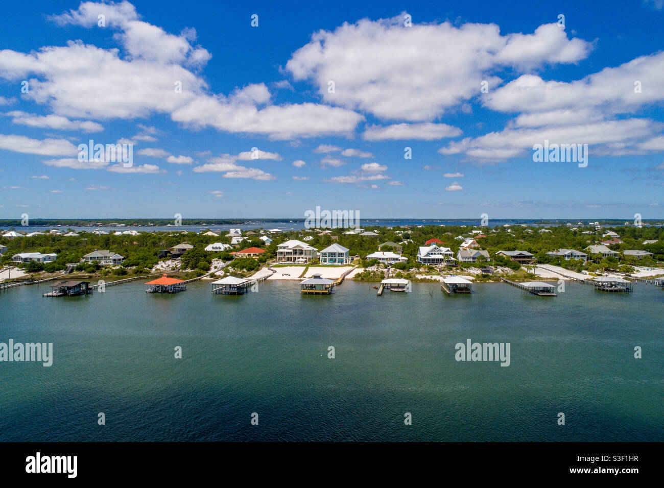 Aerial view of Ono Island on the Alabama Gulf Coast - Smartphone Captured Stock Image