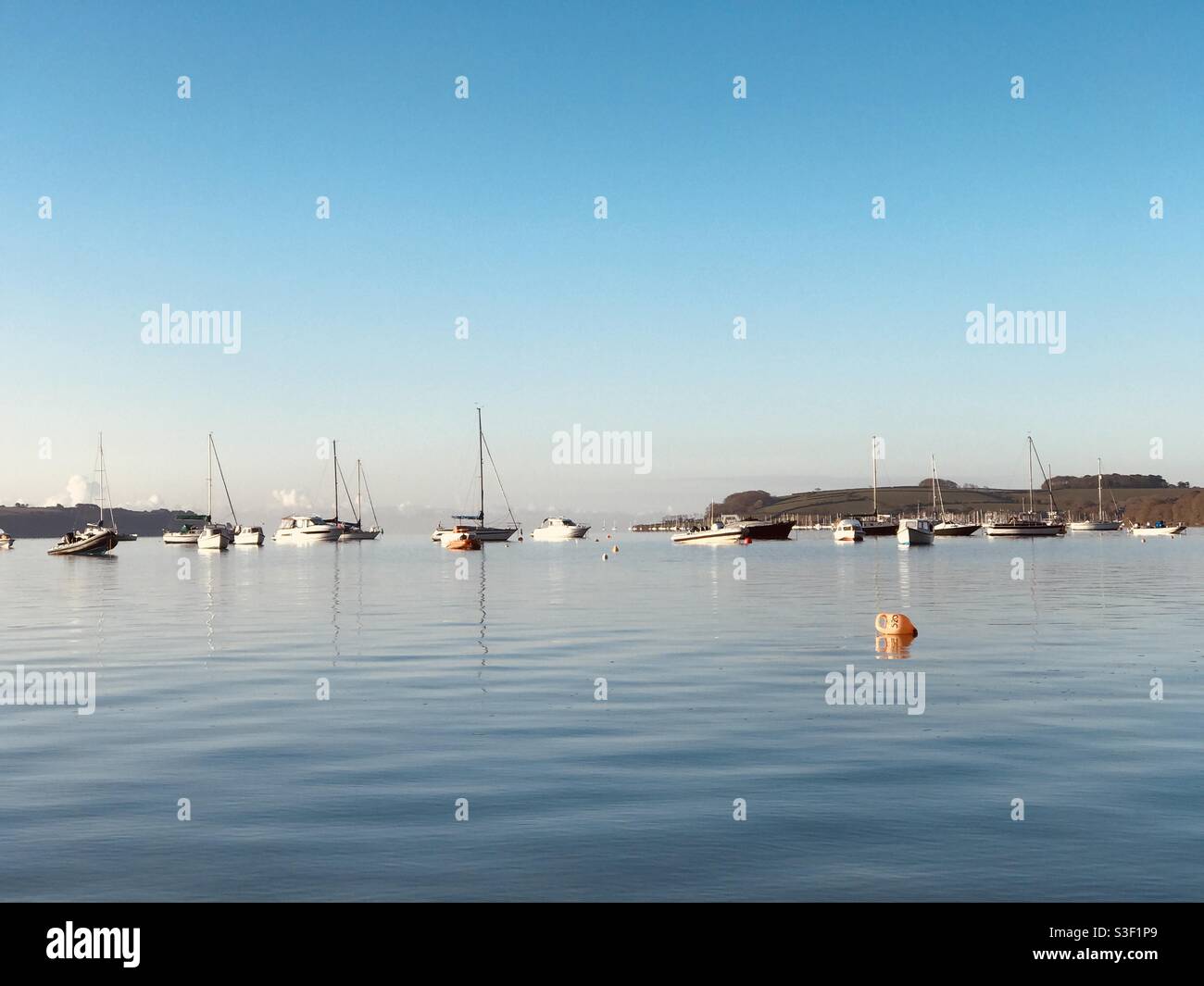 across the blue Carrick Roads - Smartphone Captured Stock Image