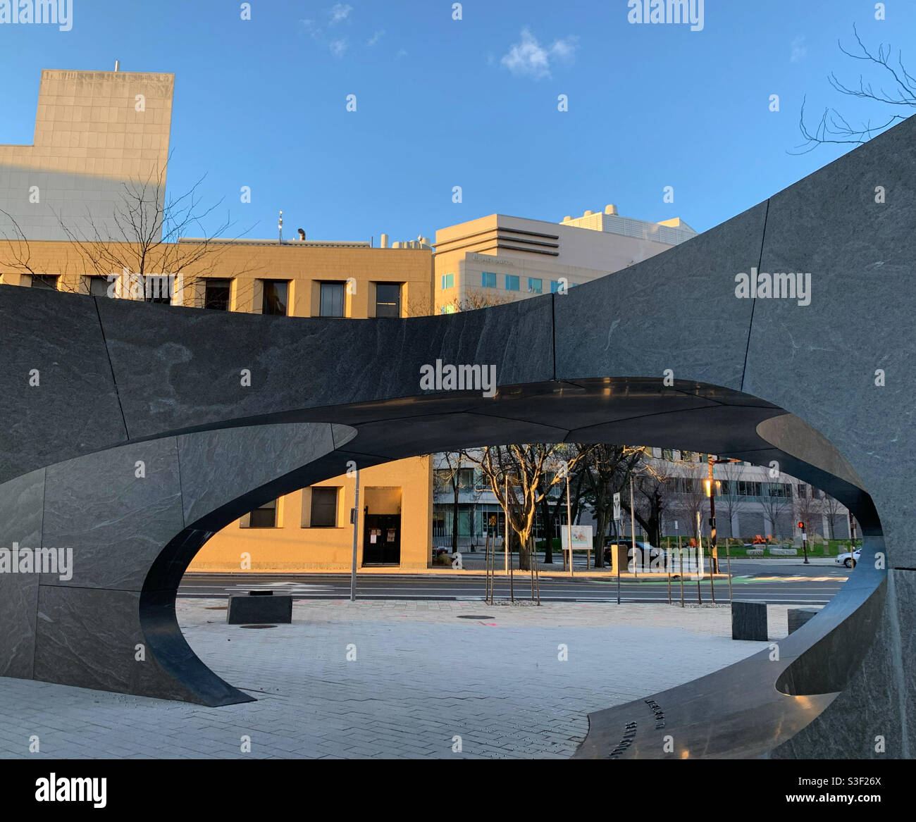 Sean Collier Memorial, MIT, Cambridge, Massachusetts, United States. The sculpture, by J. Meejin Yoon, memorializes the MIT police officer killed in the aftermath of the Boston Marathon bombing. - Smartphone Captured Stock Image