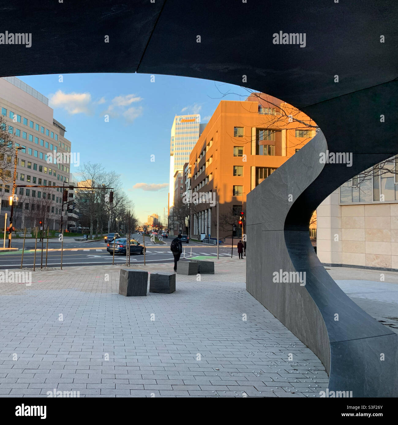 Sean Collier Memorial, MIT, Cambridge, Massachusetts, United States. The sculpture, by J. Meejin Yoon, memorializes the MIT police officer killed in the aftermath of the Boston Marathon bombing. - Smartphone Captured Stock Image