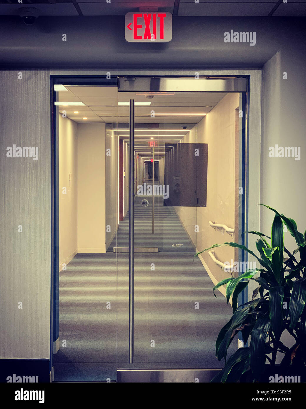 Glass doors and corridor - Smartphone Captured Stock Image