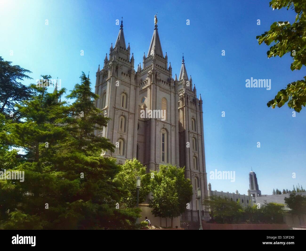 Salt Lake Temple of the Church of Jesus Christ of Latter-day Saints in Temple Square, Salt Lake City, Utah - Smartphone Captured Stock Image