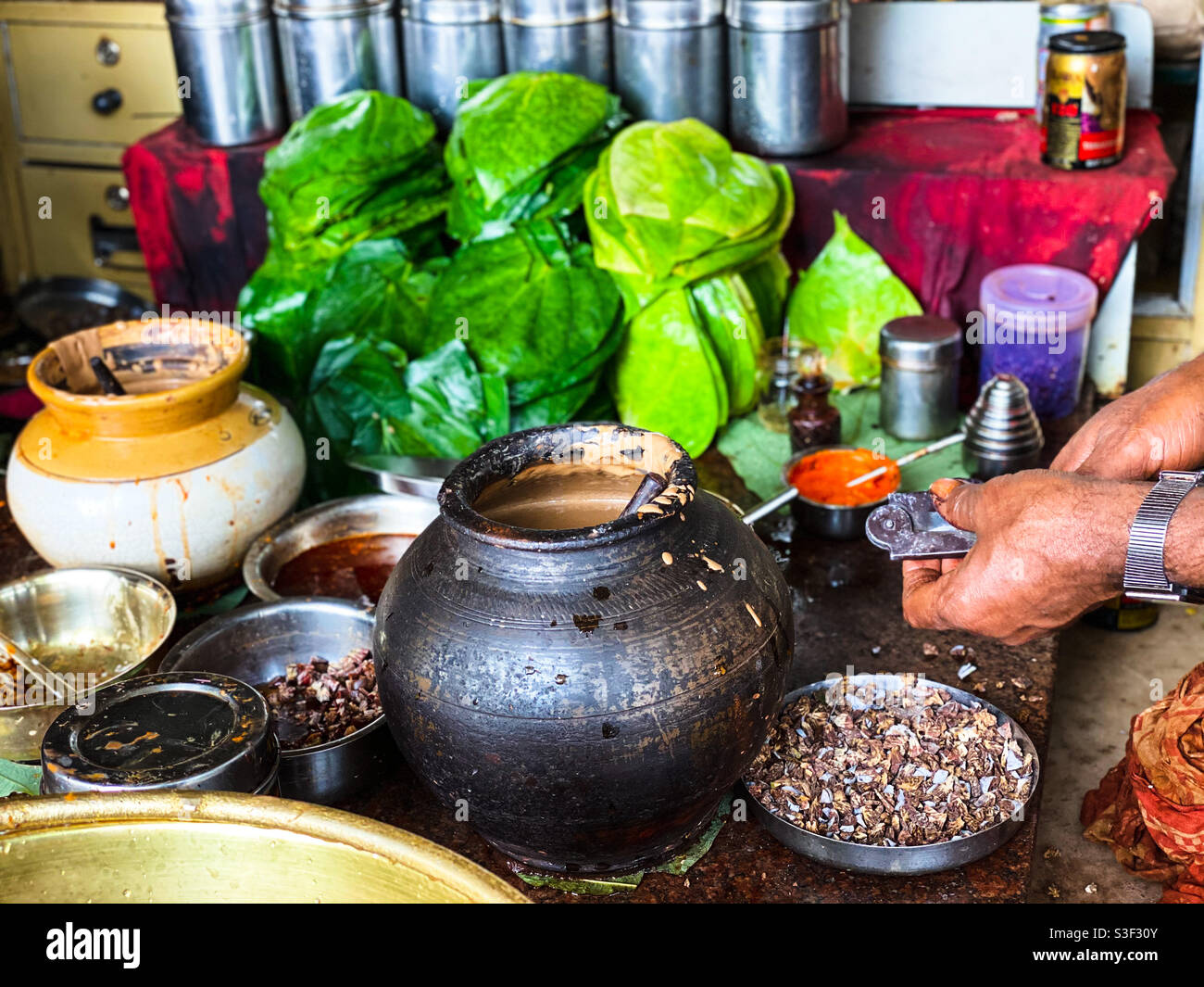 Pan, Betel Nut Leaf. Popular savoury of India. Mostly eaten after meals as mouth freshner. - Smartphone Captured Stock Image