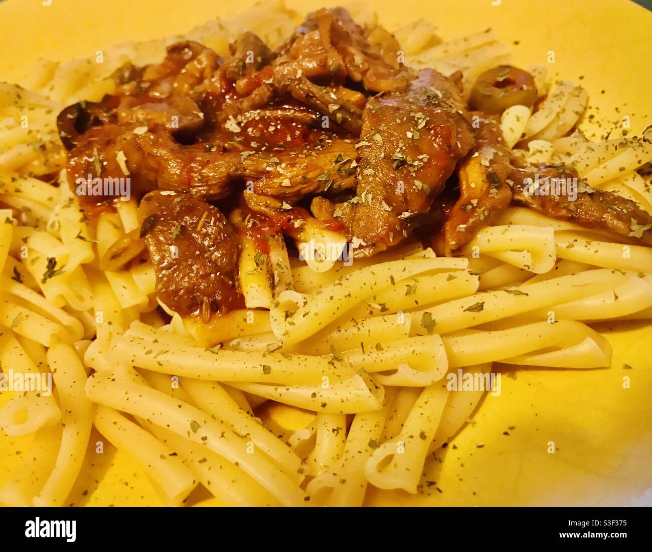 A mushroom pasta called “funghi porcini” - Smartphone Captured Stock Image
