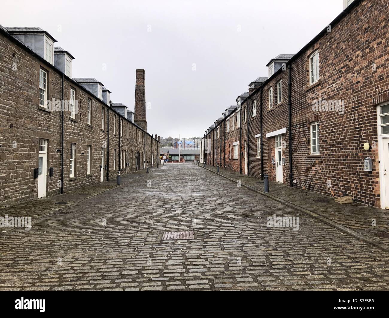 Historic Brick Dock workers cottages in Dundee, Scotland Stock Photo