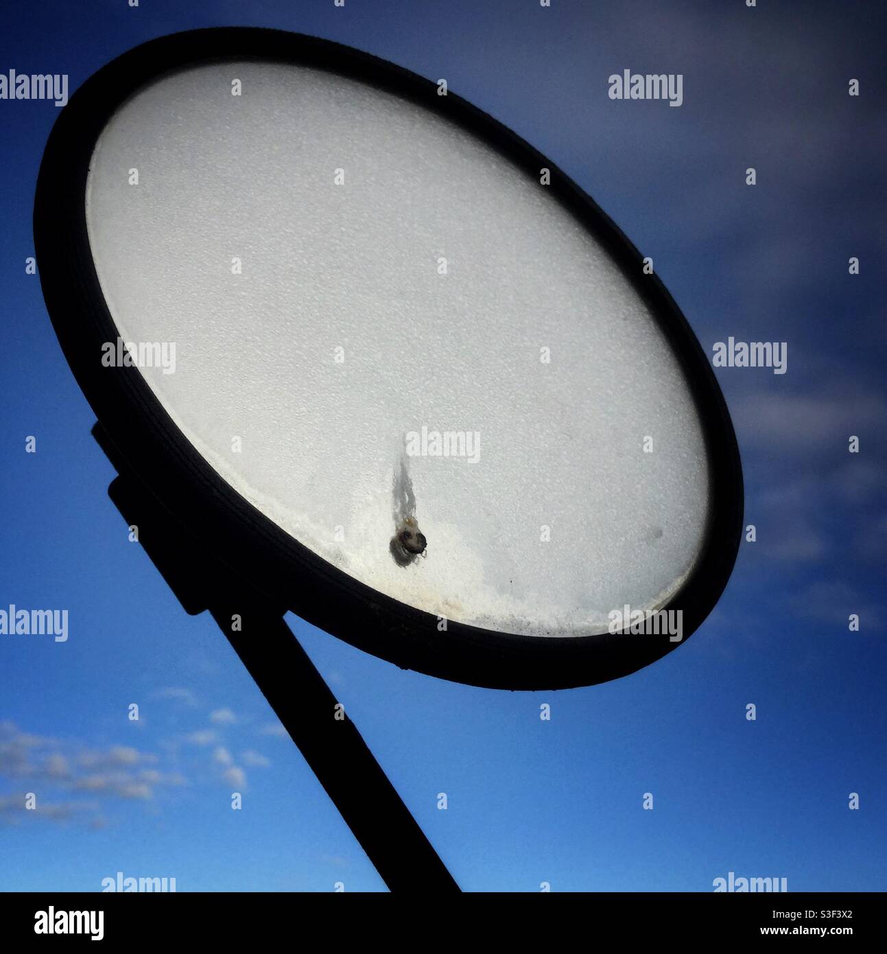 Frost on a tractor mirror, Catalonia, Spain. Stock Photo