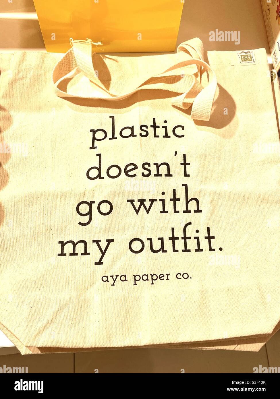 Message on shopping bag - Smartphone Captured Stock Image