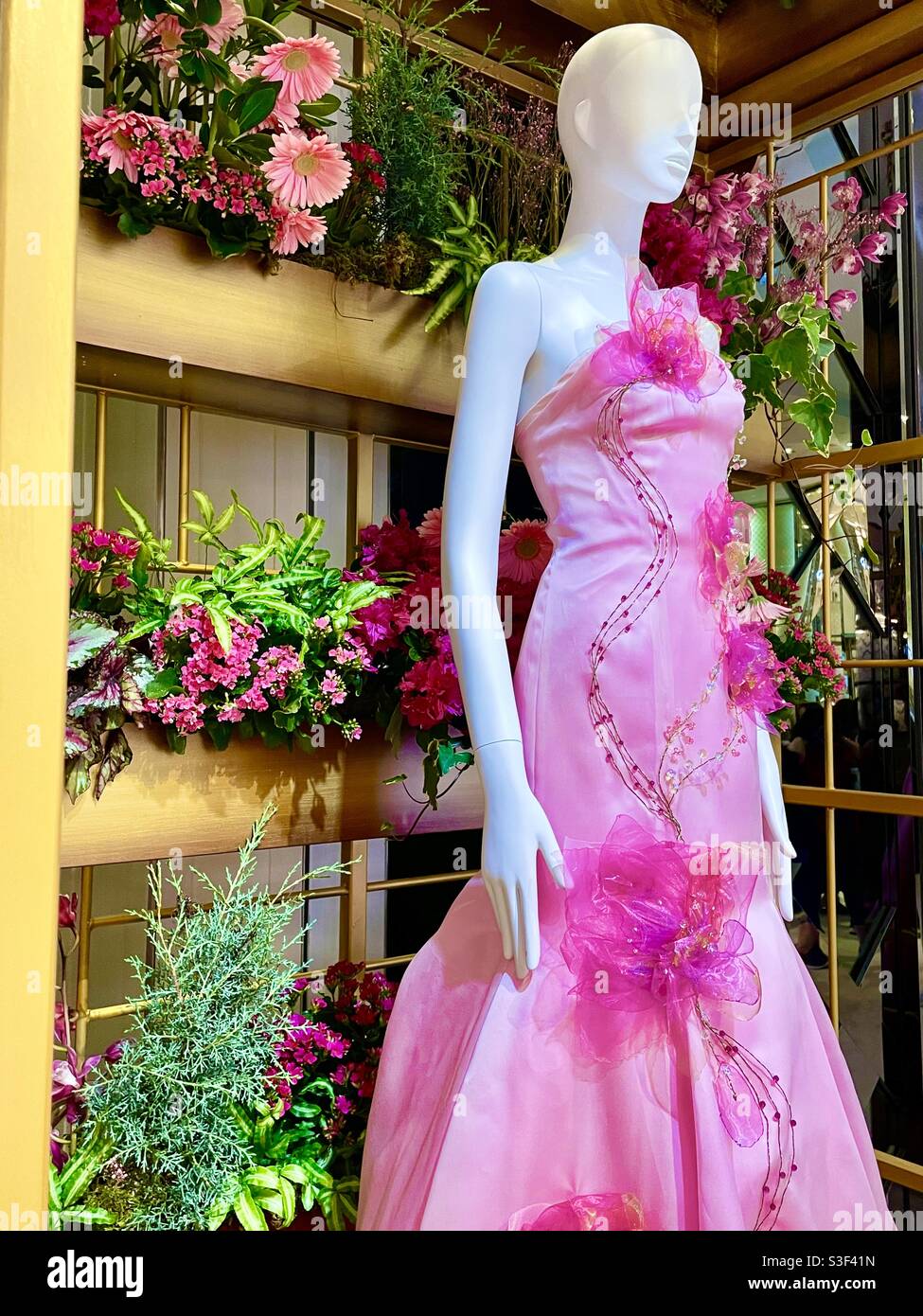 Mannequin at Macy’s flower show - Smartphone Captured Stock Image