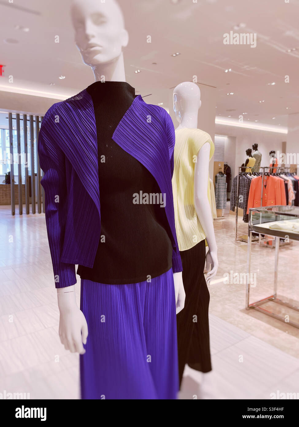 Manikins on a fashion floor at Saks Fifth Avenue, NYC, USA - Smartphone Captured Stock Image