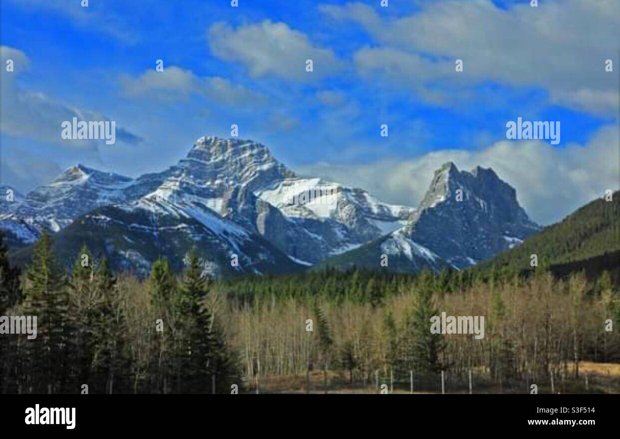 Along the Road to the Rockies, Canadian Rockies, Rocky Mountains, TransCanada Highway, landscape, traveler, travel Alberta, - Smartphone Captured Stock Image