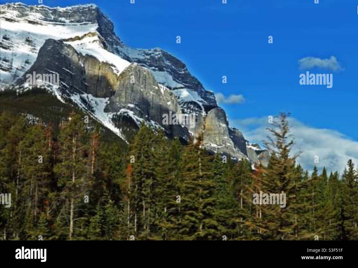 Along the Road to the Rockies, Canadian Rockies, Rocky Mountains, TransCanada Highway, landscape, traveler, travel Alberta, - Smartphone Captured Stock Image