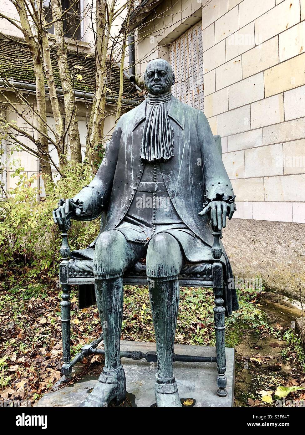 Bronze statue of Peter the Great by Michael Chemiakin, in Loches, Indre-et-Loire, France. - Smartphone Captured Stock Image