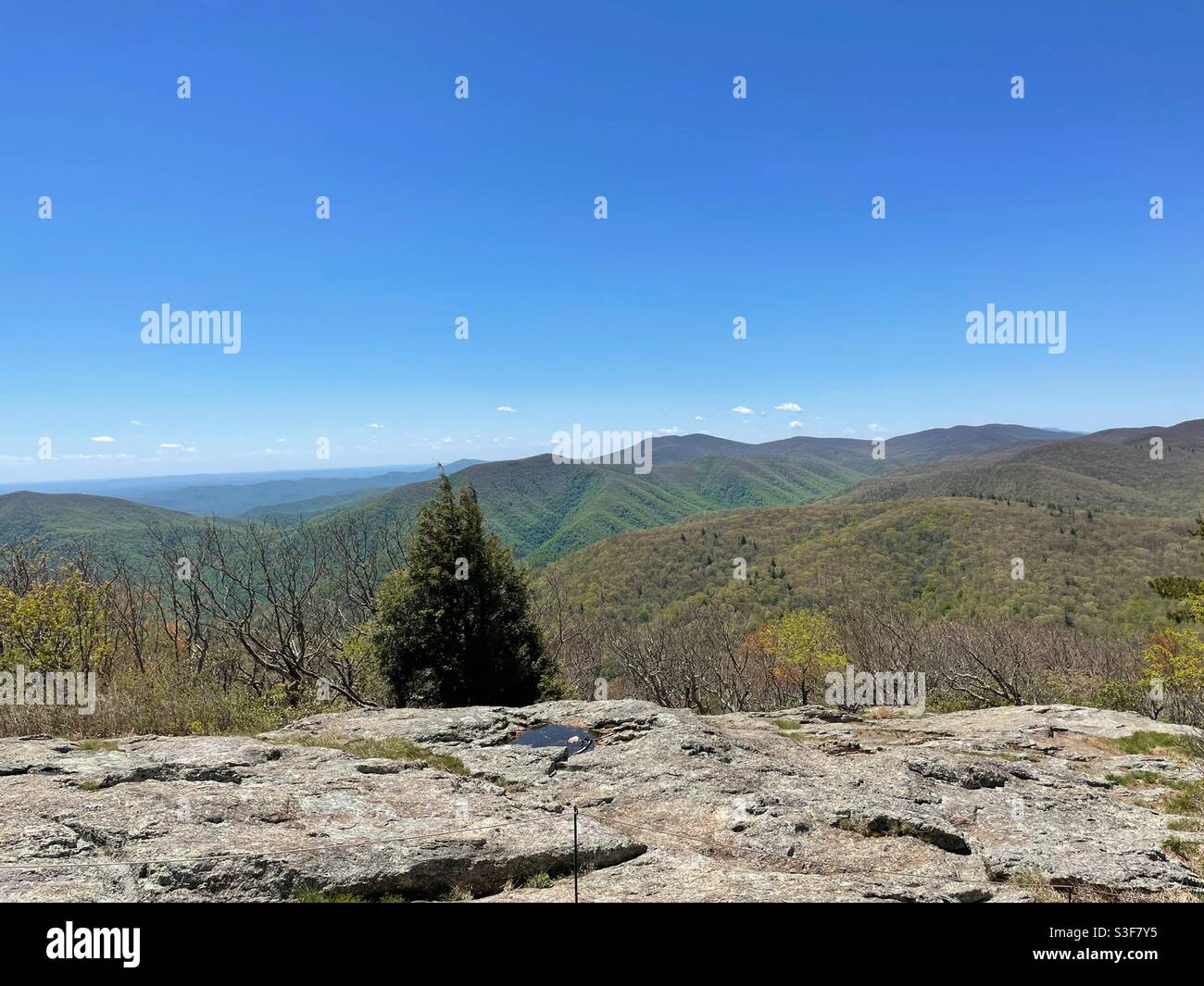 Virginia’s Blue Ridge Mountains from Spy Rock. Stock Photo