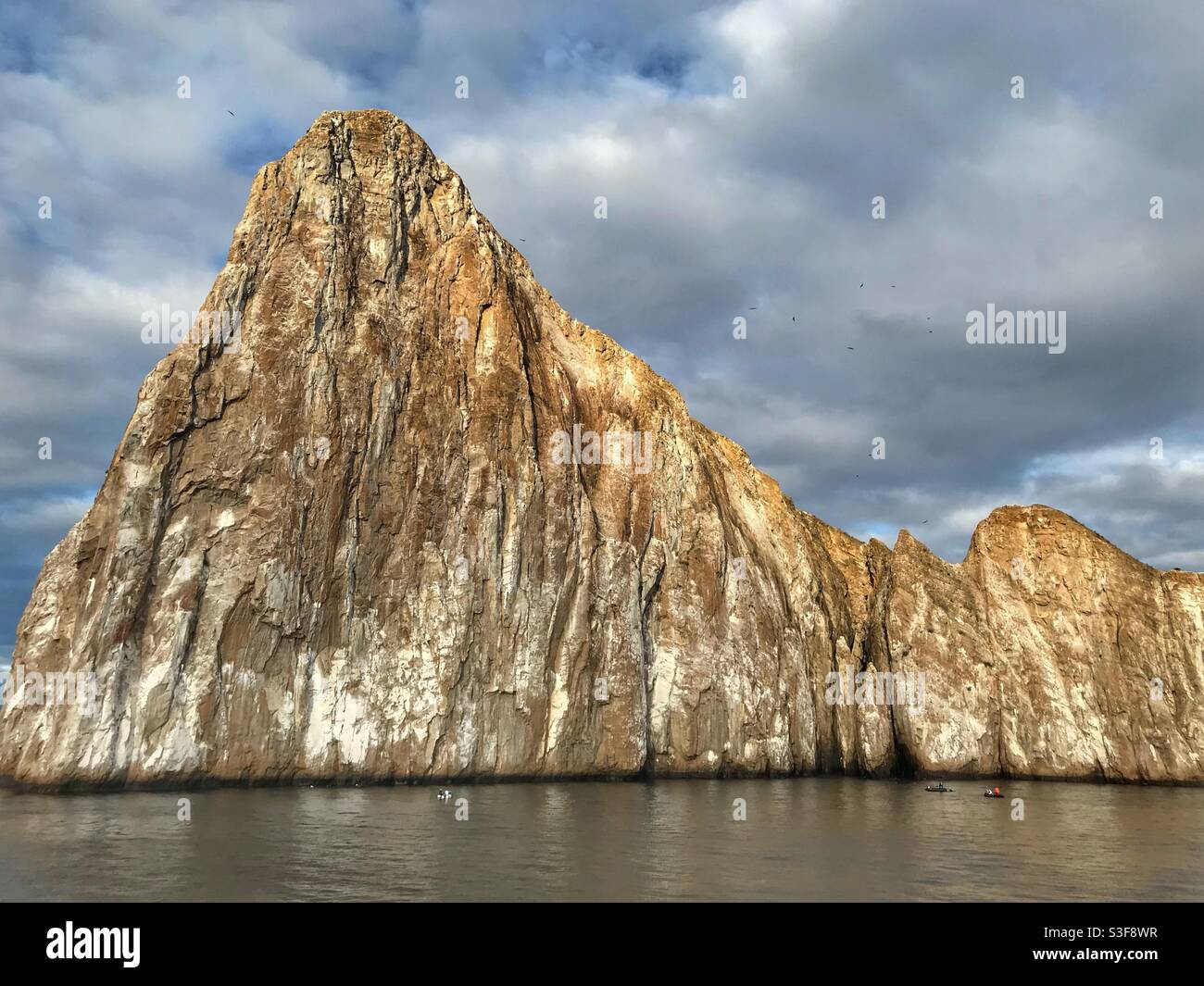 Kayakers at Kicker Rock, Galápagos Islands, Ecuador - Smartphone Captured Stock Image