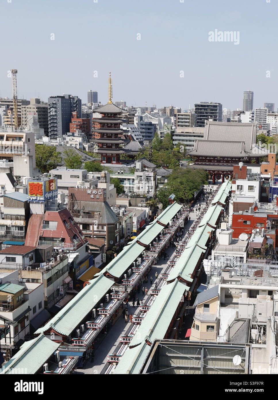 Asakusa Nakamise Shopping Street, which is considered the most beautiful shopping street in Tokyo. Stock Photo