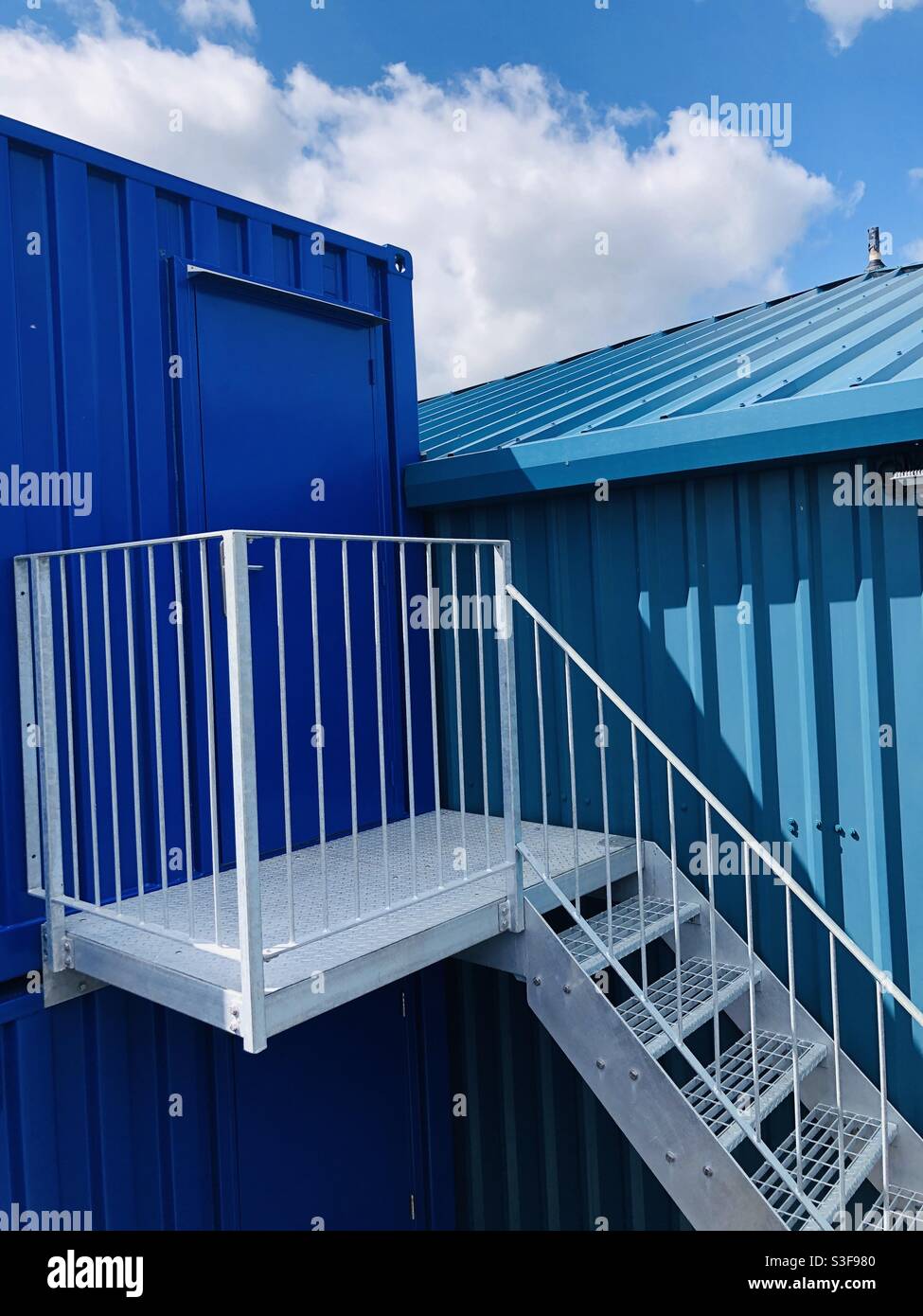 Abstract with stairs and blue painted metal Stock Photo