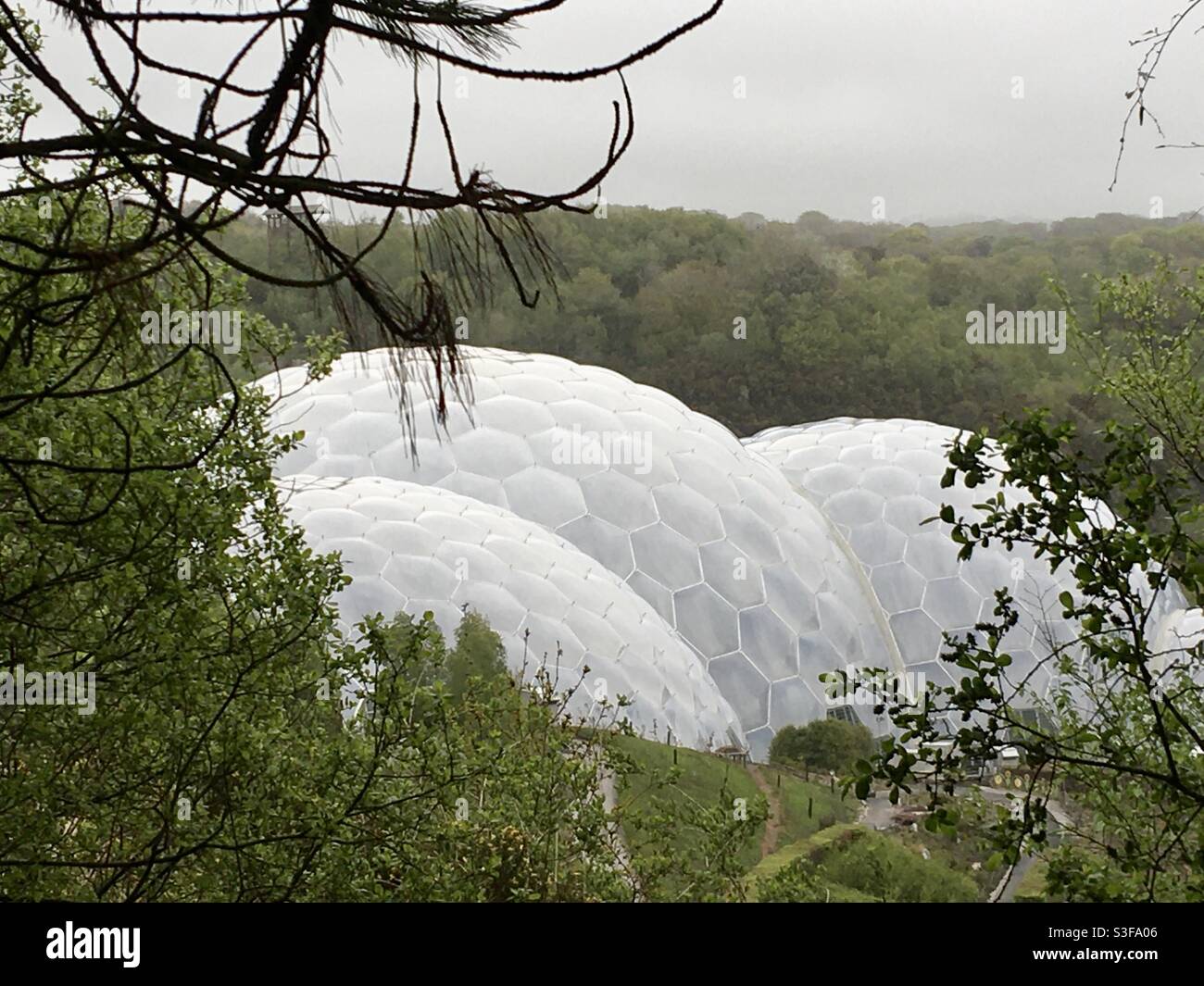 The Eden Project, a holiday and day out destination based on ecology, near Saint Austell in Cornwall - Smartphone Captured Stock Image