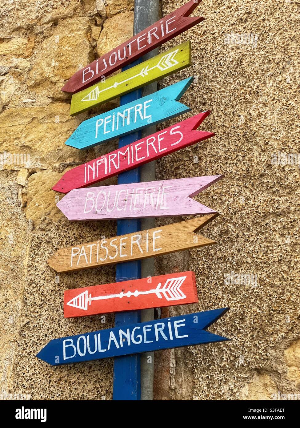 French shopping sign Stock Photo Alamy