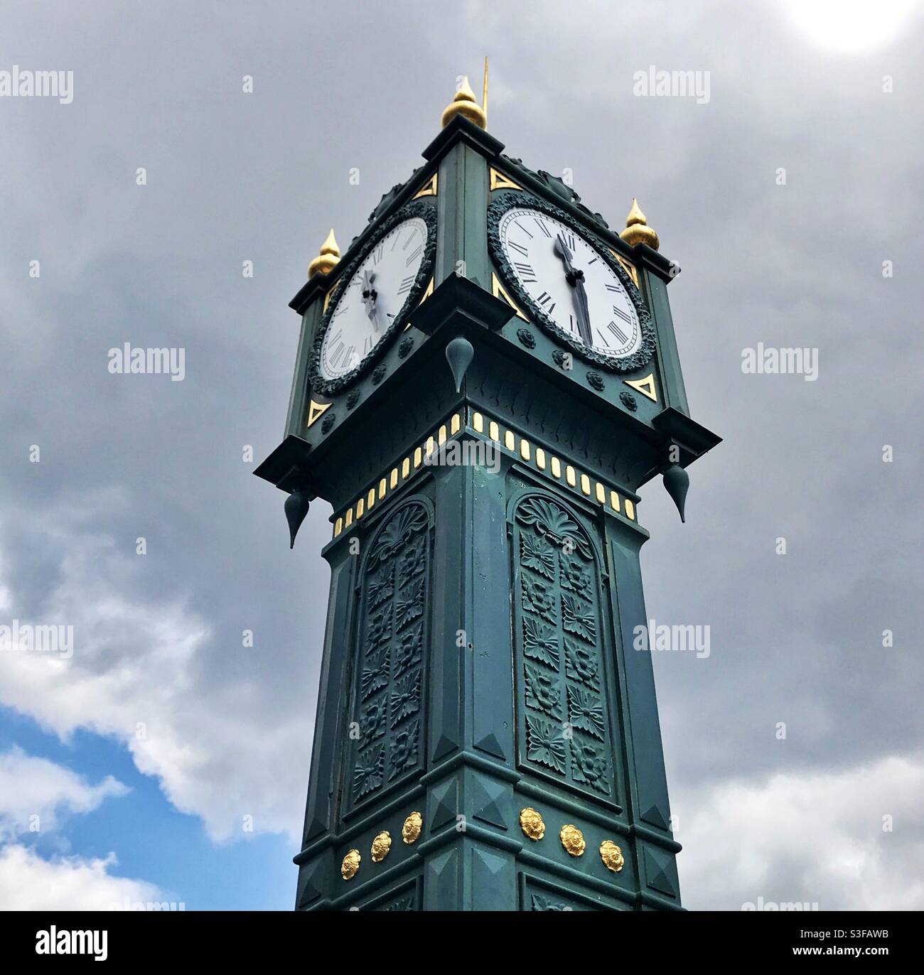 An ornate Victorian park clock, London. Stock Photo