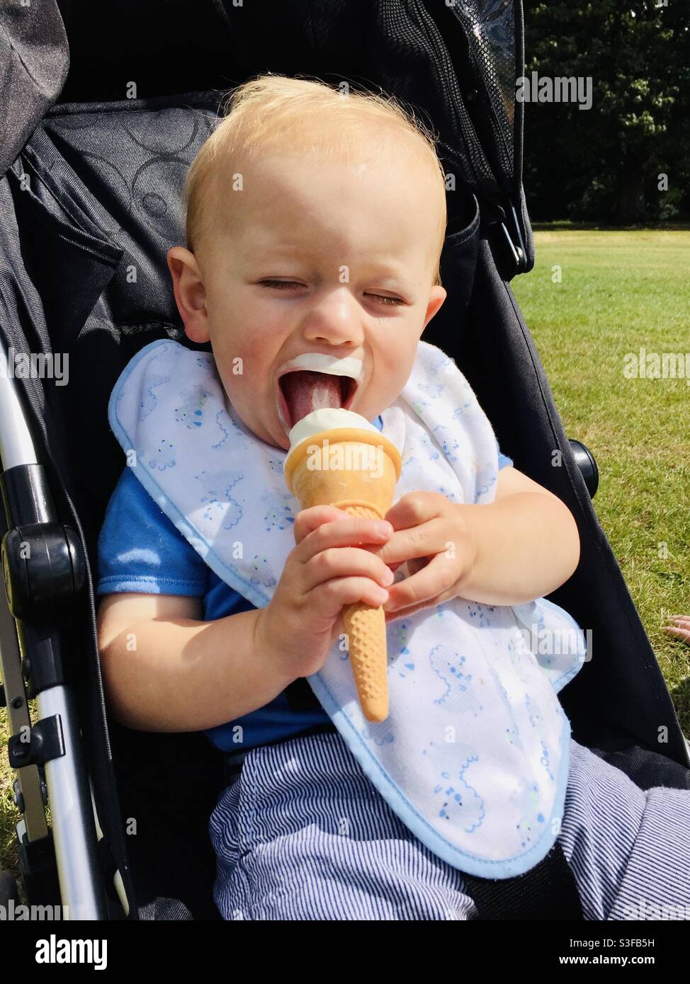 Baby eating ice cream Stock Photo Alamy
