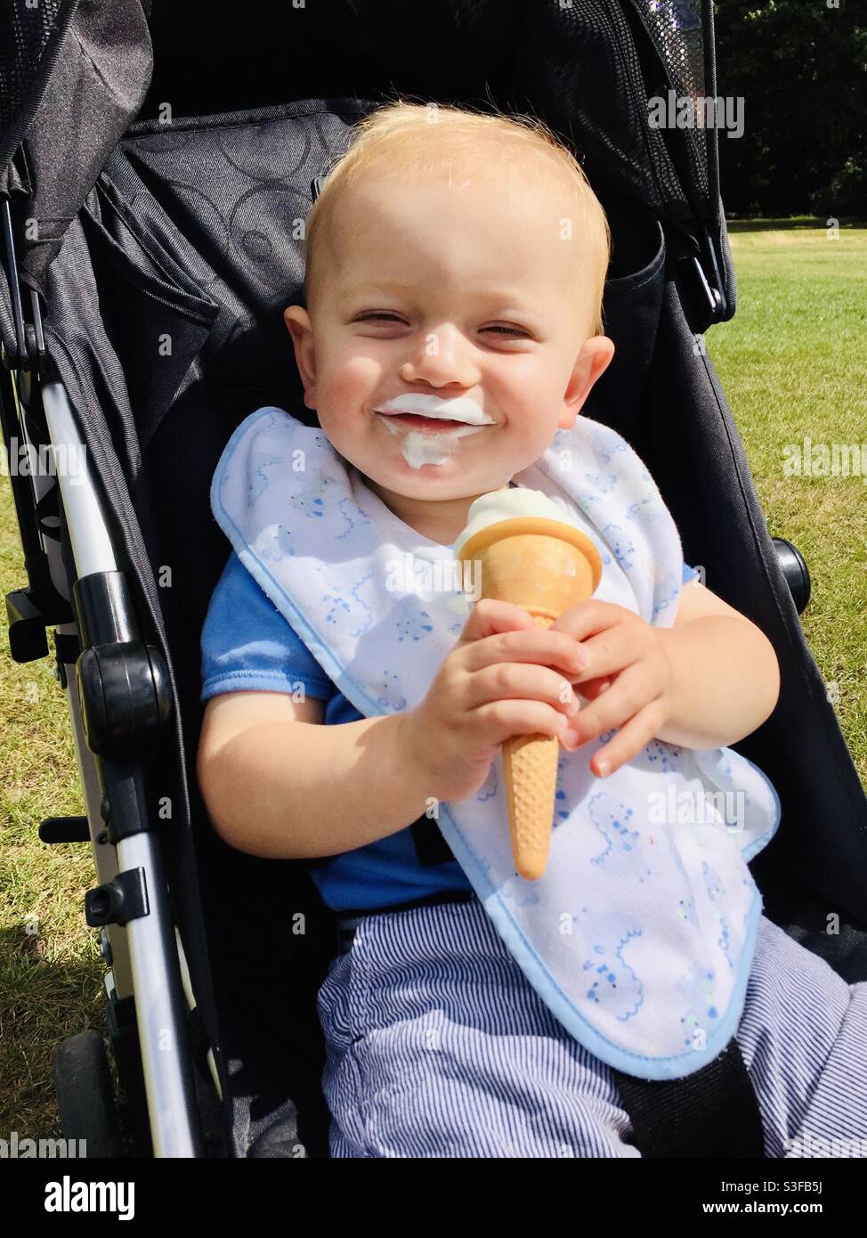 Baby eating ice cream Stock Photo Alamy