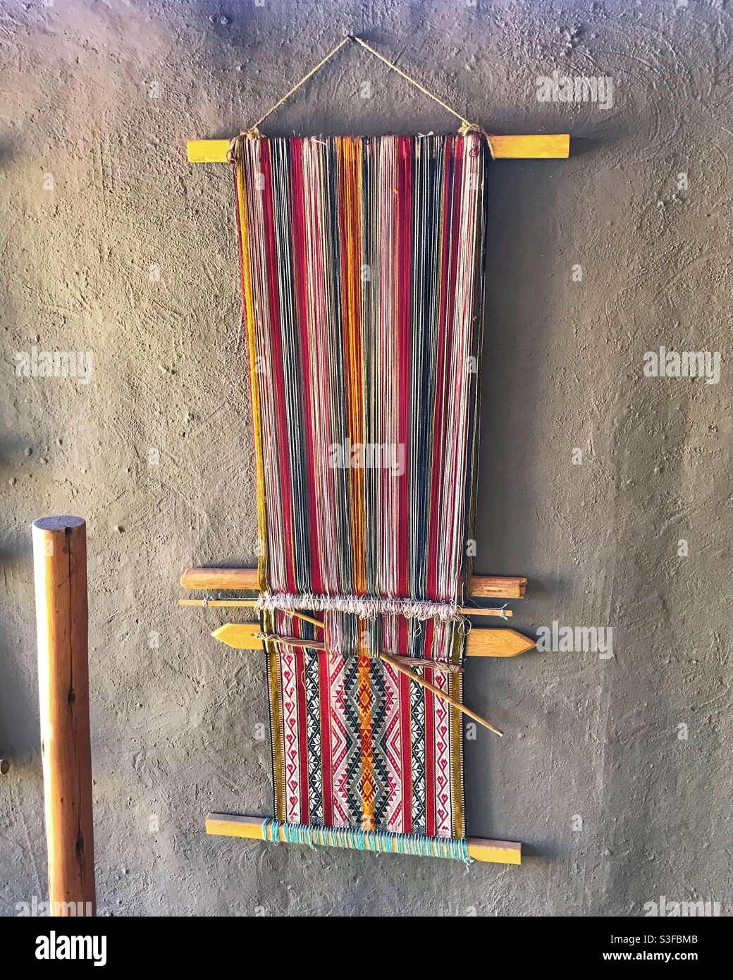 Demonstration of weaving project in progress in Arequipa, Peru Stock Photo