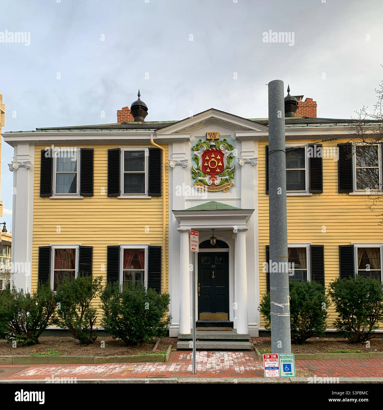 The building at 46 Dunster Street, which houses the Signet Society, Harvard University, Cambridge, Massachusetts, United States - Smartphone Captured Stock Image