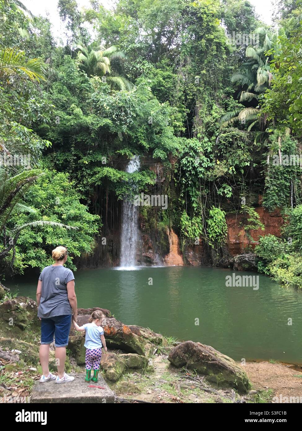 Waterfall, Tasek Lama, Brunei, Borneo. Stock Photo
