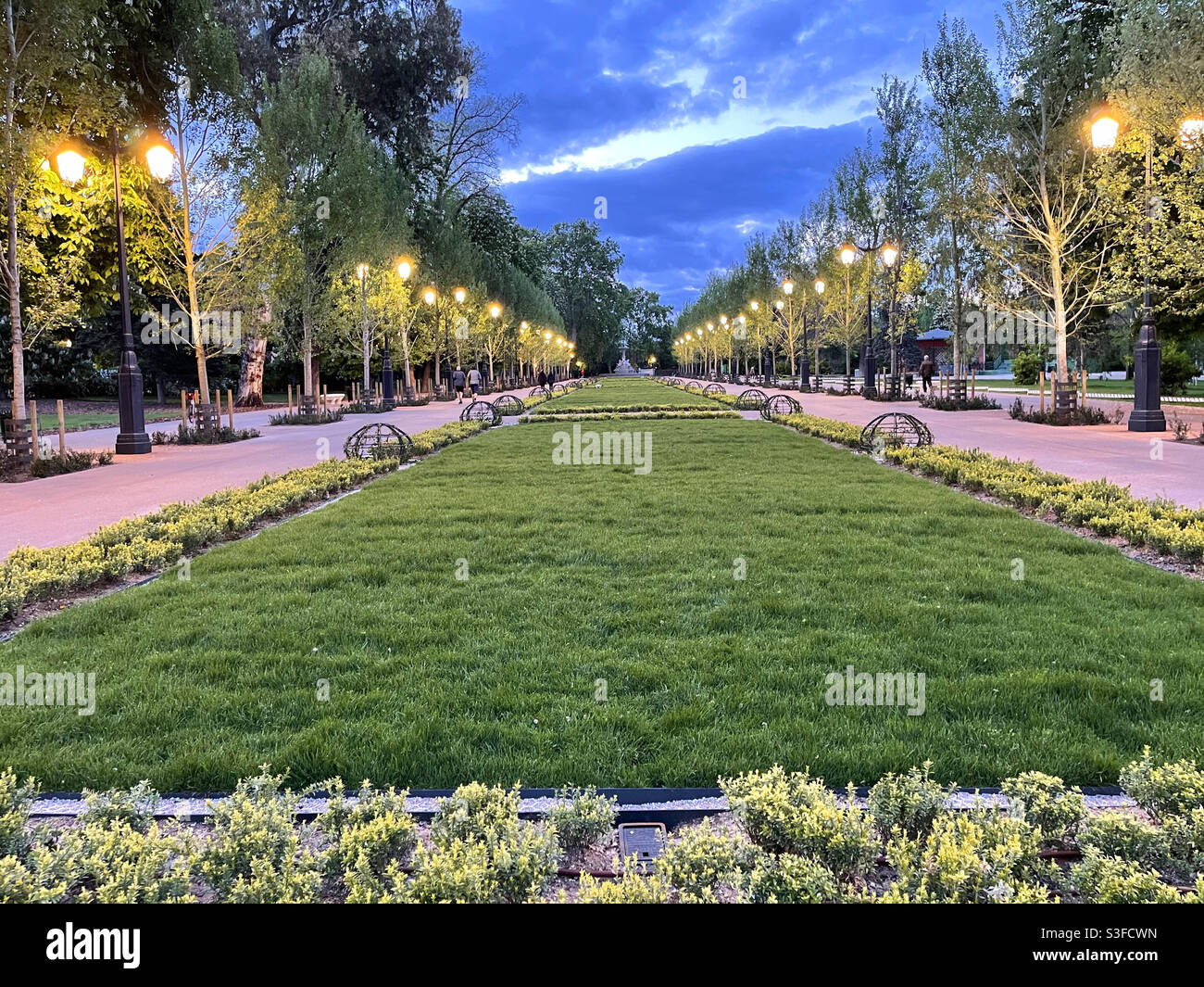 El Retiro park, night view. Madrid, Spain - Smartphone Captured Stock Image