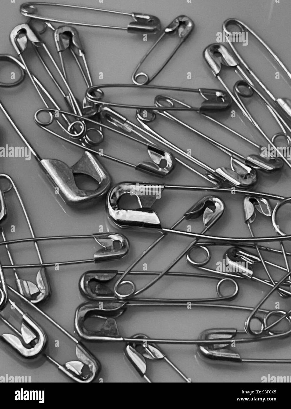 Monochrome safety pins Stock Photo Alamy