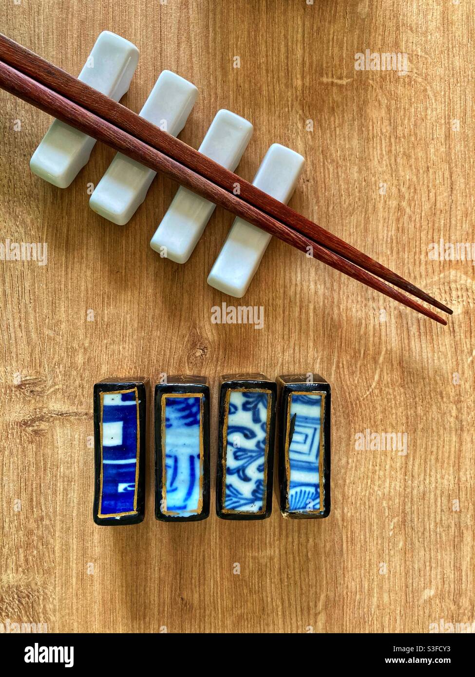Chopsticks pictured with chopstick rests Stock Photo
