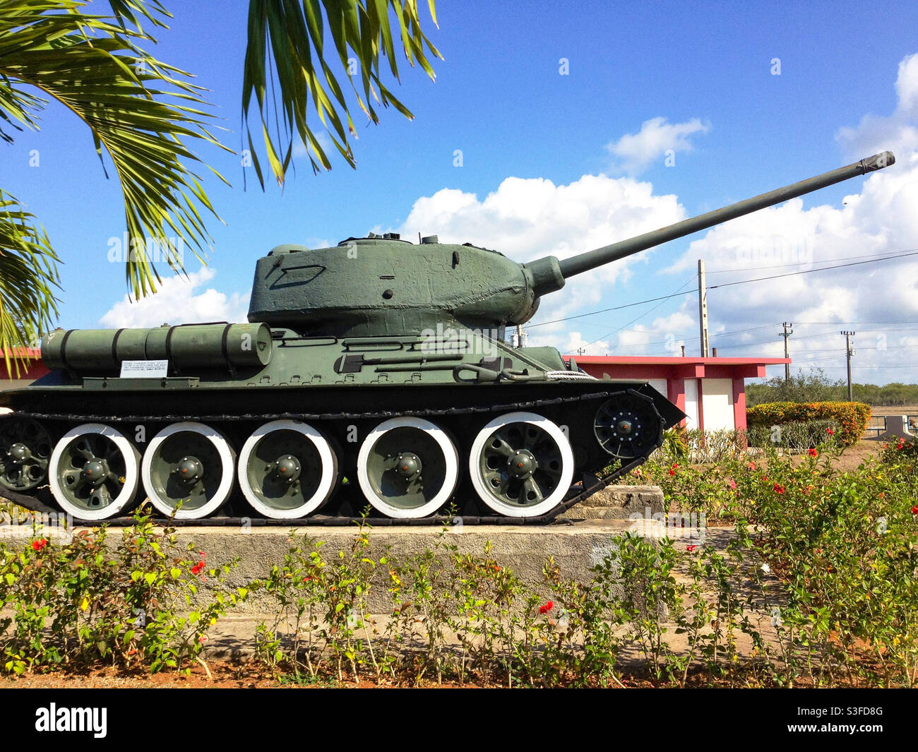 T34 military tank outside Bay of Pigs museum in Playa Giron, Cuba - Smartphone Captured Stock Image