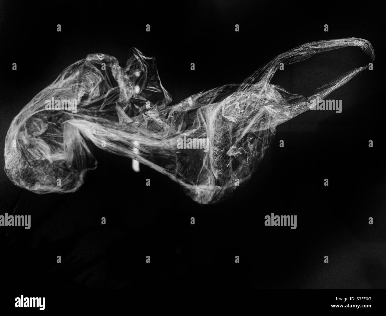 Clingfilm on black background - Smartphone Captured Stock Image