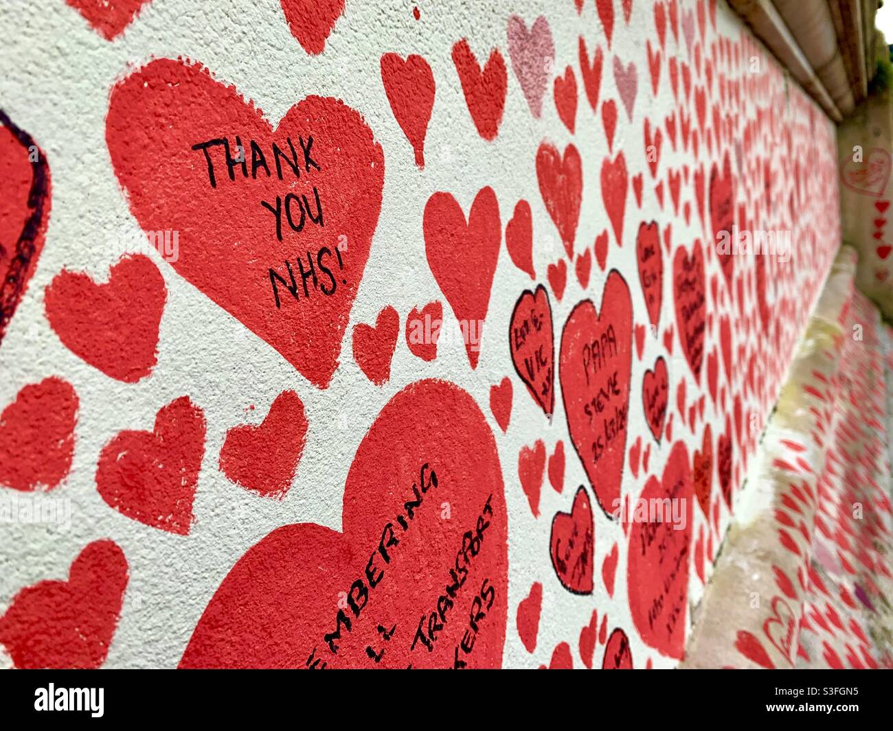 Covid-19 wall in Westminster - Thank you NHS Stock Photo