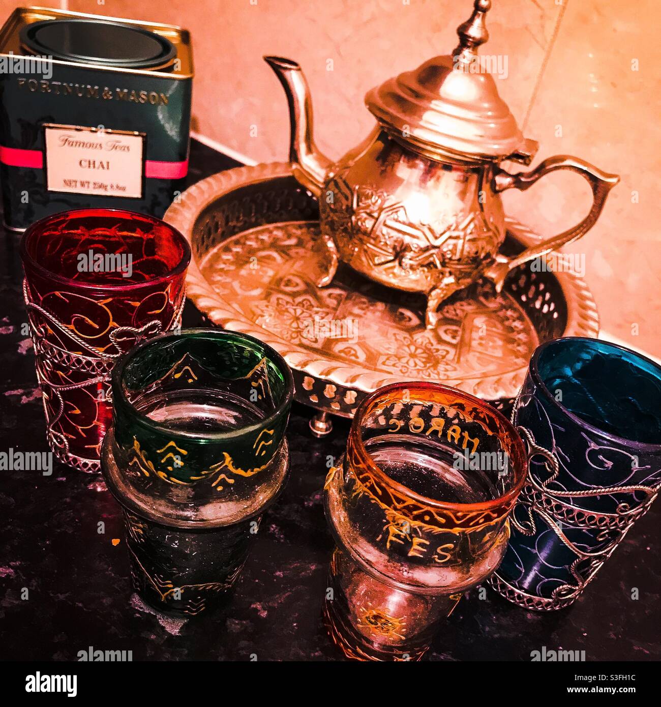 Moroccan tea service Stock Photo Alamy