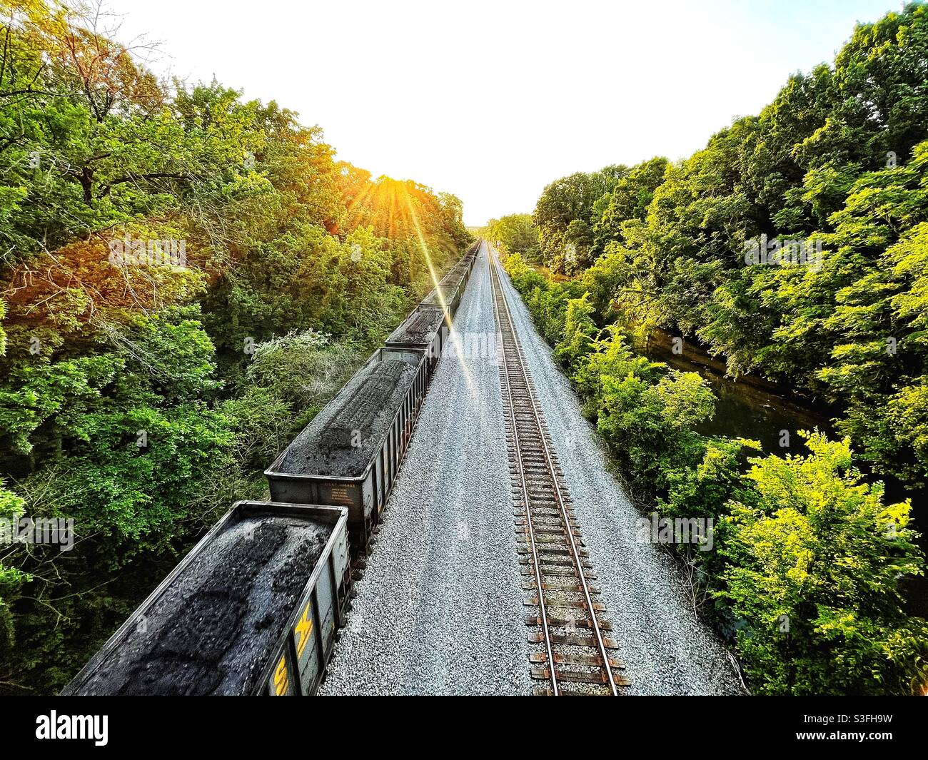 The CSX coal train rumbles into Richmond Virginia Stock Photo Alamy