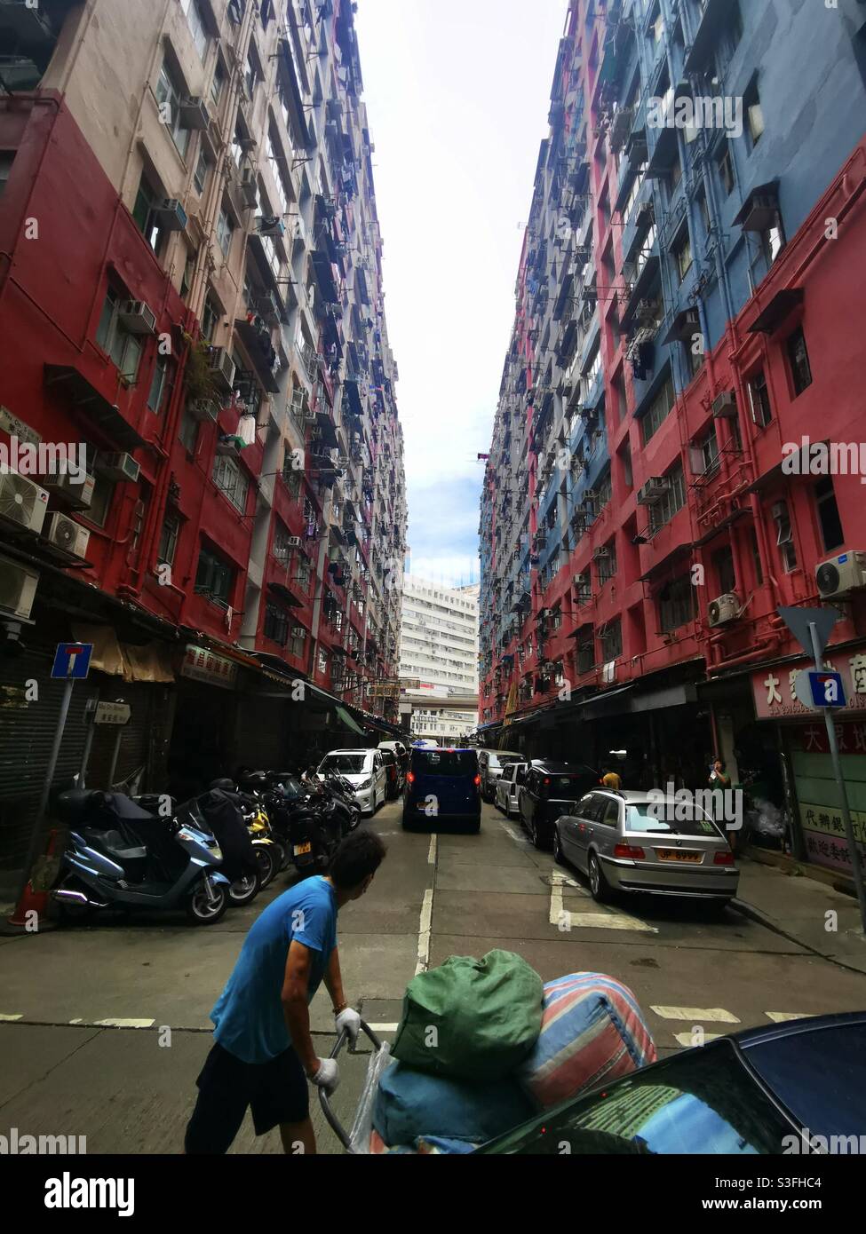 Crowded neighborhoods in Kowloon, Hong Kong. - Smartphone Captured Stock Image