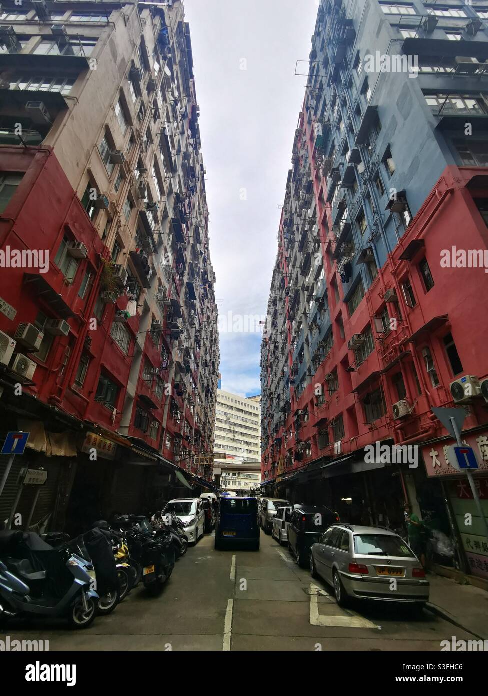 Crowded neighborhoods in Kowloon, Hong Kong. - Smartphone Captured Stock Image
