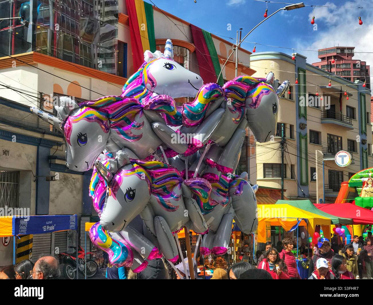 Balloon vendor, La Paz, Bolivia - Smartphone Captured Stock Image