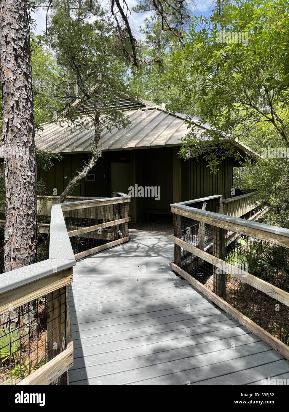 Public restroom area at Blackwater River State Park Florida Stock Photo