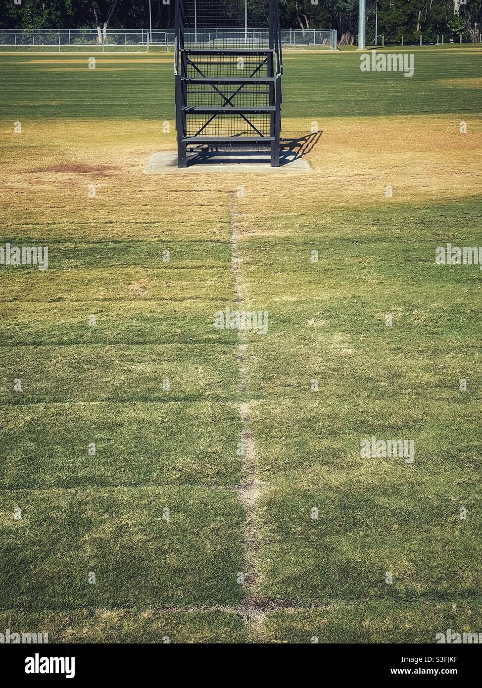 Start finish line of a grass running track - Smartphone Captured Stock Image
