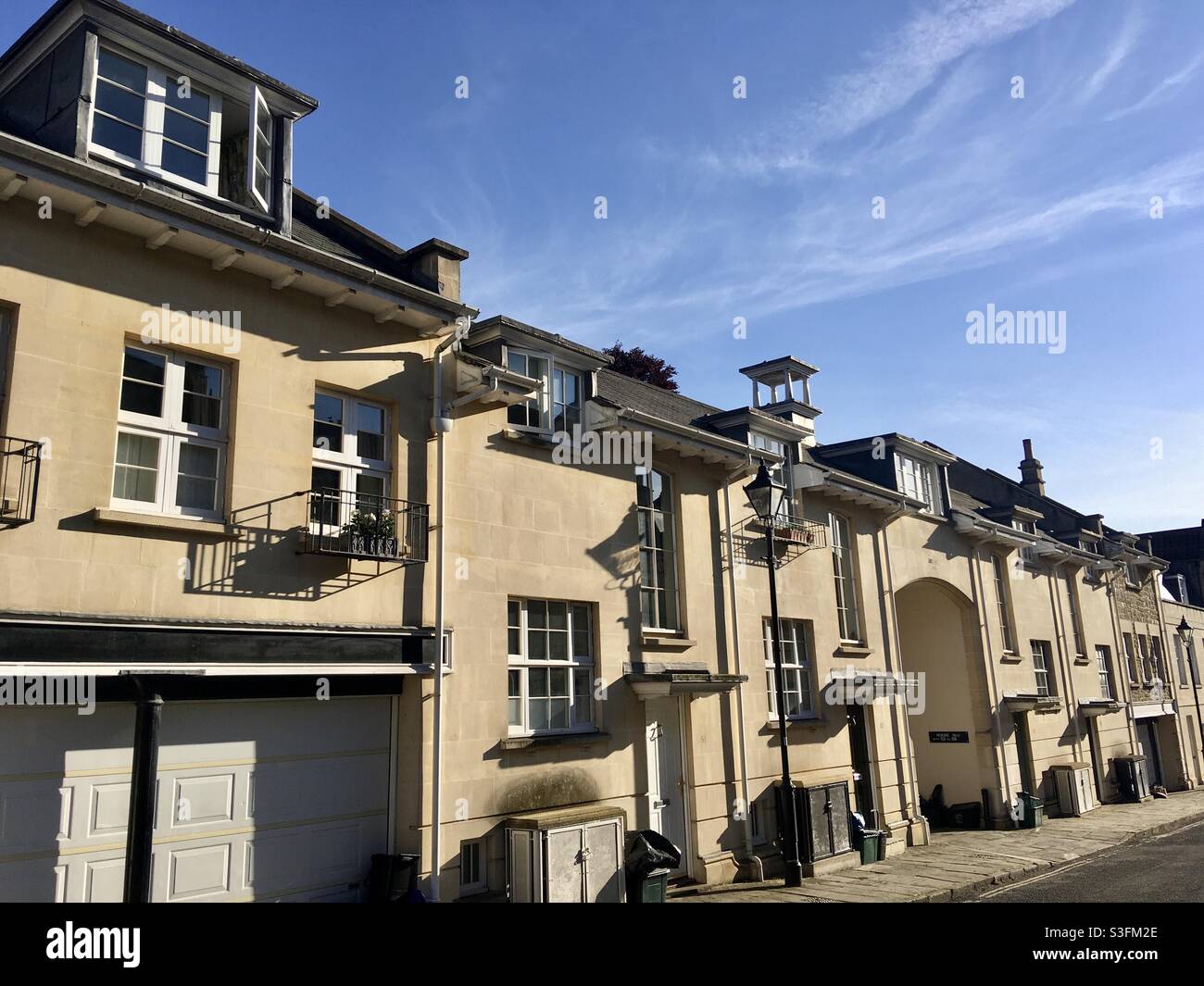 A contemporary mews street in Bath, Somerset, England; learning from the past with the layout of new housing - Smartphone Captured Stock Image