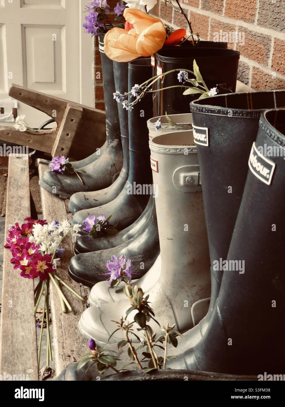 Love 💕wellies on a rainy day ☔️⛈🌧 Stock Photo